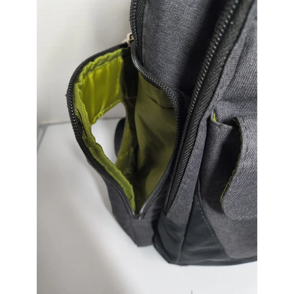 Eddie Bauer Crosstown Backpack Diaper Bag Attach To Stroller Gray Black Green